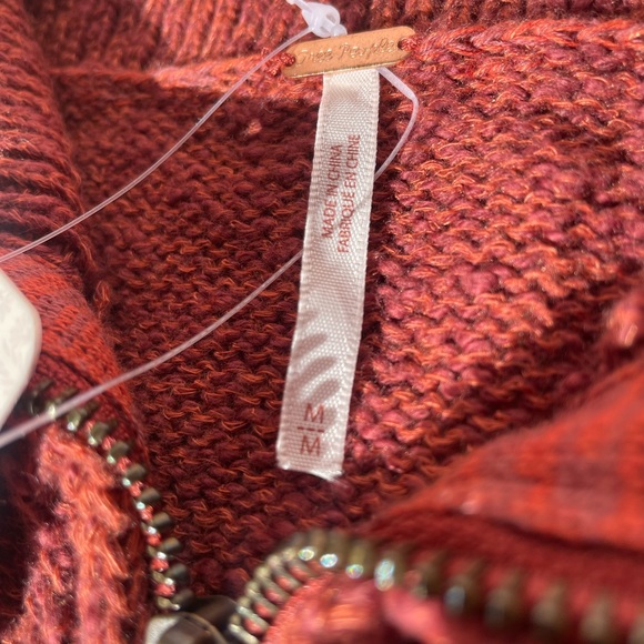 FREE PEOPLE Women's Mont Blanc Zip-Front Sweater Dress Size M Red NEW - Picture 8 of 11